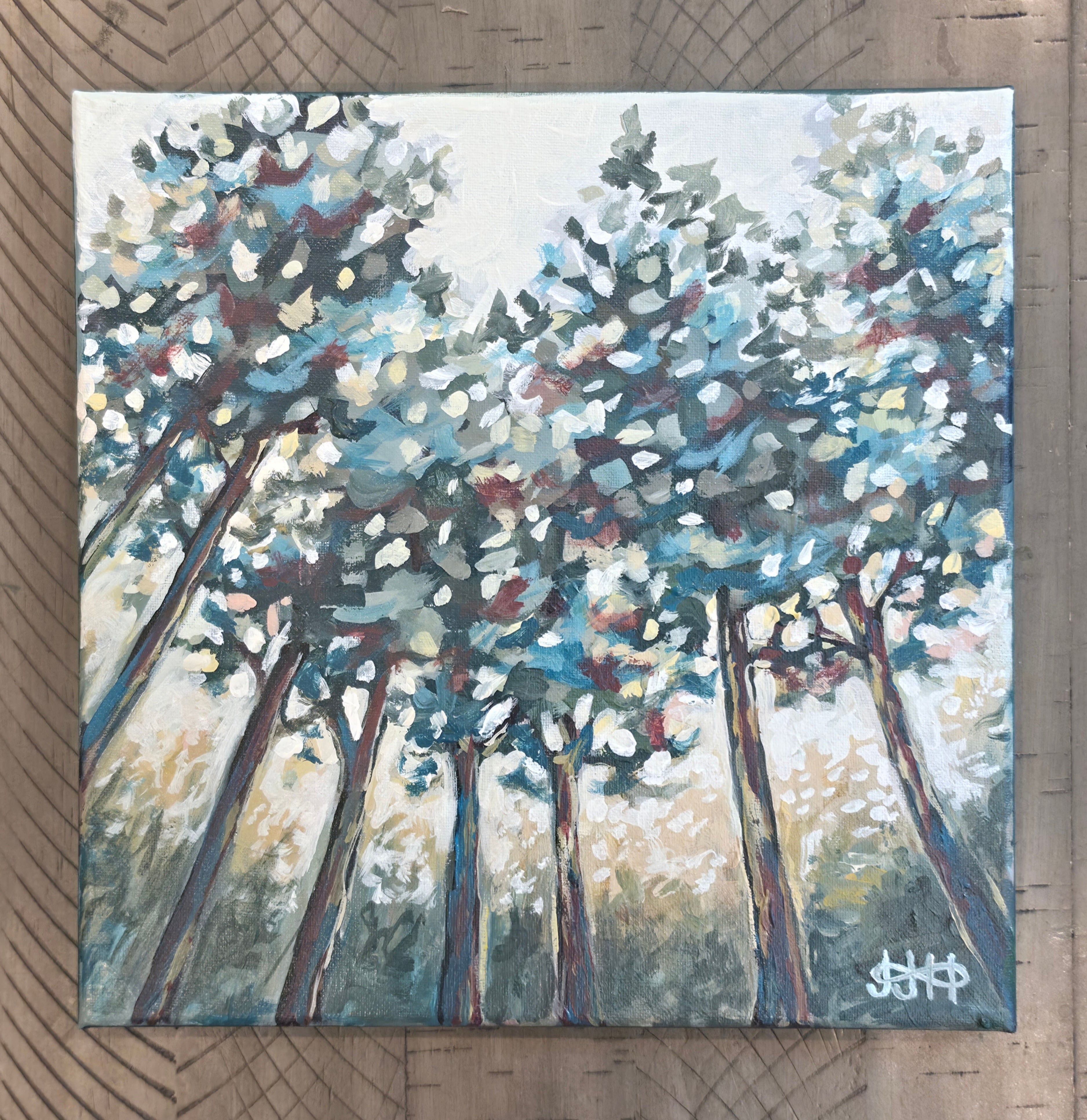 Original Landscape Painting, Abstract Forest Art | Professional Acrylic, Stretched Canvas, 12 x 12